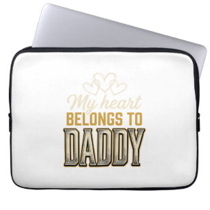 Mijn hart is van papa vintage typografie shirt laptop sleeve