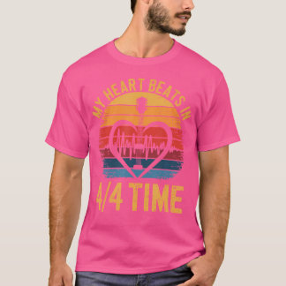 Mijn hart klopt in 4 4 keer retro akoestische gita t-shirt
