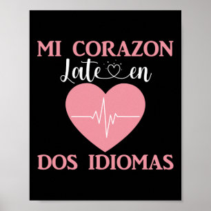 Mijn hart klopt in twee talen Valentijnskaart twee Poster