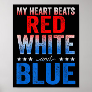 Mijn hart klopt rood wit en blauw Amerikaanse vlag Poster