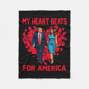 Mijn hart klopt voor Amerika Trump Valentijnsdag 3 Fleece Deken