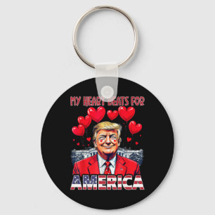 Mijn hart klopt voor Amerika Trump Valentijnsdag U Sleutelhanger
