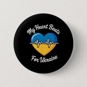 Mijn hart klopt voor Oekraïne Hart Oekraïense vlag Ronde Button 5,7 Cm