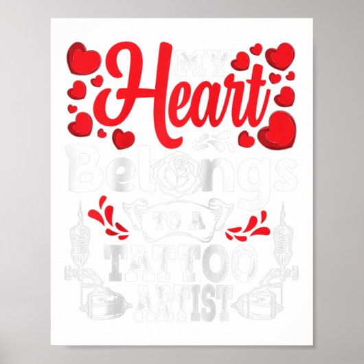 Mijn hart ligt bij een Tattoo artiest Geweldige Va Poster (Voorkant)