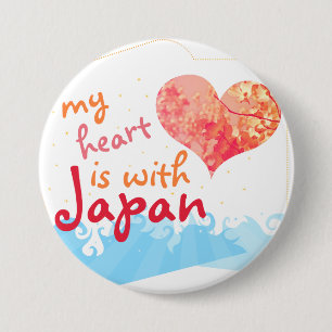 Mijn hart ligt bij Japan Ronde Button 7,6 Cm