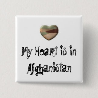 Mijn hart ligt in Afghanistan. Vierkante Button 5,1 Cm