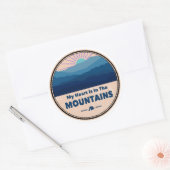 Mijn hart ligt in de bergen ronde sticker (Envelop)
