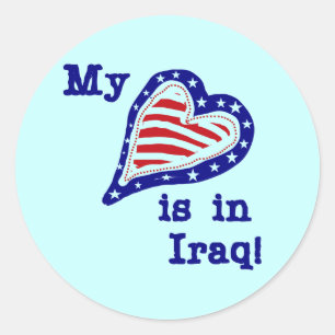 Mijn hart ligt in Irak Tshirts en geschenken Ronde Sticker