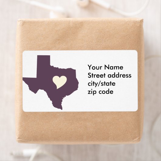 Mijn hart ligt in Texas Etiket (Insitu)