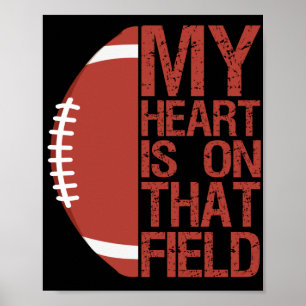 Mijn hart ligt op dat Field American Football Love Poster