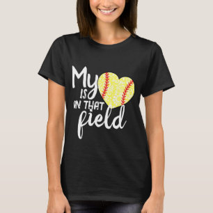 Mijn hart ligt op dat veld aangepaste softbal shir t-shirt