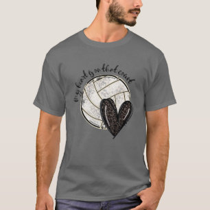 Mijn hart ligt op dat veld volleybalsport mam Ga T-shirt
