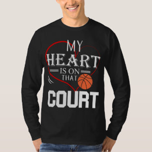 Mijn hart ligt op die Court Basketball Mam Gift T-shirt