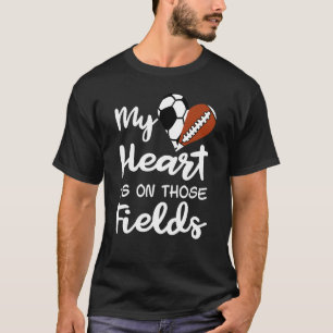 Mijn hart ligt op die velden Voetbal Football spel T-shirt