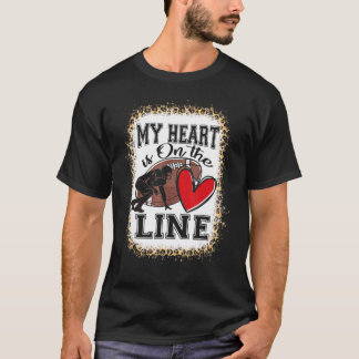 Mijn hart ligt op het lijnoffensieve Lineman-Footb T-shirt