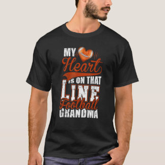 Mijn hart Linemen Football Grandma Nana Womens T-shirt