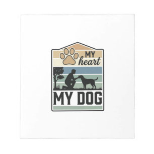 Mijn Hart Mijn Hond Vintage Gravure Hond Liefhebbe Notitieblok