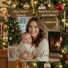 Mijn hart slaat dubbel | Baby's eerste kerstfeest  Keramisch Ornament