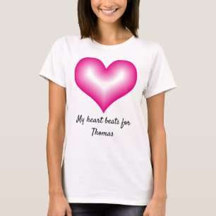 Mijn hart slaat voor aangepaste naam op het glimla t-shirt
