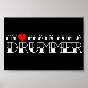 Mijn hart slaat voor een drummer poster