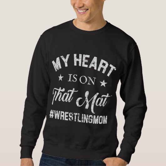 Mijn hart zit op die mat worstelen mam pullover (Voorkant)