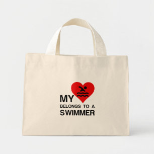 MIJN HARTEBONDEN AAN EEN ZWEMMER MINI TOTE BAG