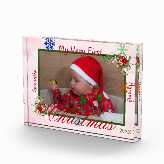 Mijn heel eerste kerst babymeisje gepersonaliseerd fotoblokken (Rechts)