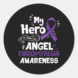 Mijn held is nu mijn engel fibromyalgie bewustzijn ronde sticker