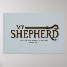 MIJN HERDER – Mist Blue | Psalm 23:1 Muurkunst