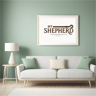 MIJN HERDER – Puur Wit Psalm 23:1 Muurkunst Poster