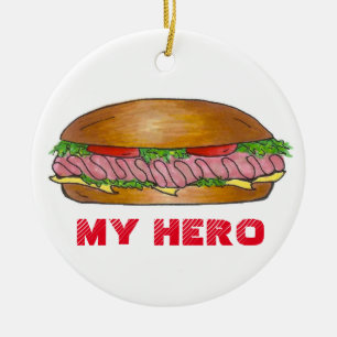 Mijn Hero Funny Foodie onderzeeboot Sandwich Hoagi Keramisch Ornament