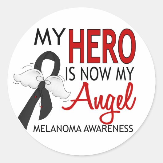 Mijn Hero is mijn Angel Melanoma Ronde Sticker (Voorkant)
