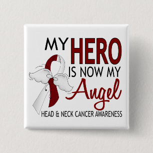 Mijn Hero is mijn engel hoofd en nekkanker Vierkante Button 5,1 Cm