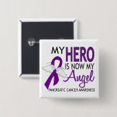 Mijn Hero is mijn engel-pancreaskanker Vierkante Button 5,1 Cm (Voorkant /achterkant)