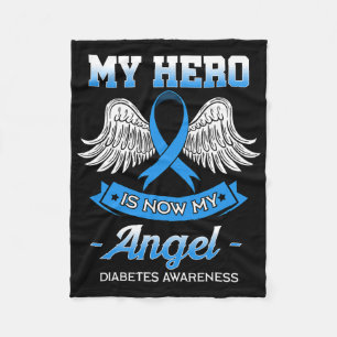 Mijn Hero is nu mijn Angel Diabetes Blue Diabetic Fleece Deken