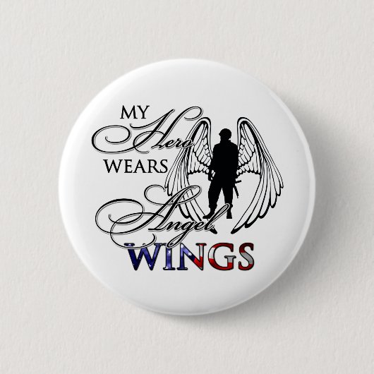 Mijn Hero Wears Angel Wings Ronde Button 5,7 Cm (Voorkant)