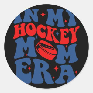 Mijn Hockey Moeder Era Groovy IJshockey Mama Moede Ronde Sticker
