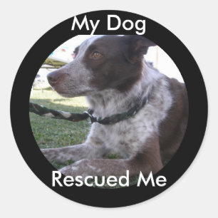 Mijn hond heeft me gered (aangepast) ronde sticker