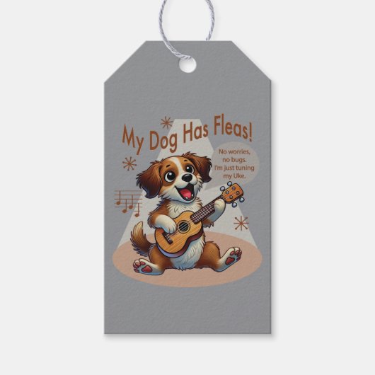 Mijn hond heeft vlooien ukelele tuning song cadeaulabel (Voorkant)