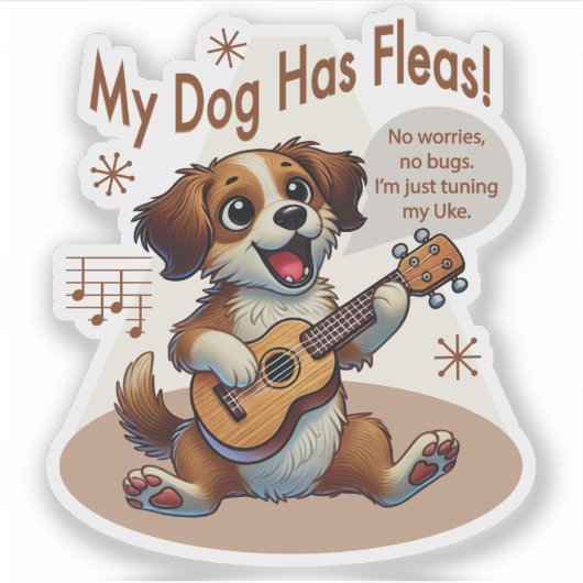 Mijn hond heeft vlooien ukelele tuning song sticker (Voorkant)