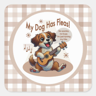 Mijn hond heeft vlooien ukelele tuning song vierkante sticker