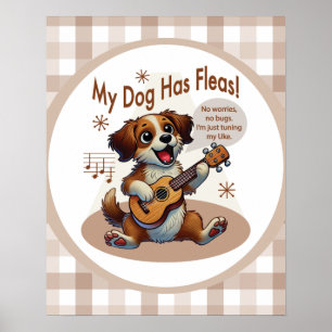 Mijn Hond Heeft Vlooien Ukulele Stem Lied Poster