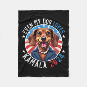 Mijn hond houdt van kamala 2024 teckel liefhebber  fleece deken