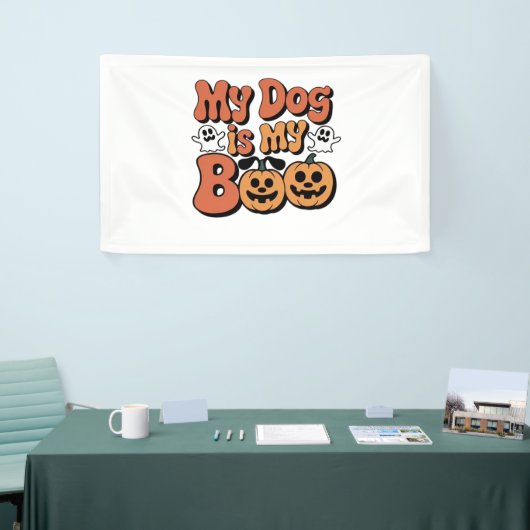 Mijn hond is mijn boek, leraar, grappige hondenlie spandoek (Beurs)