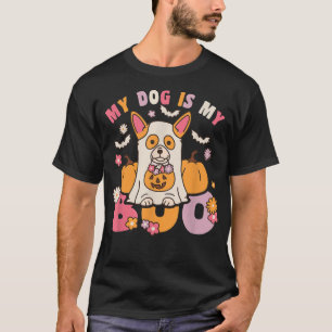 Mijn hond is mijn Boo Groovy Vintage Corgi Hallowe T-shirt