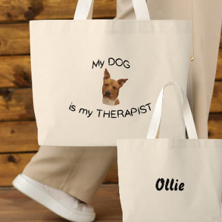 Mijn hond is mijn therapeut grote tote bag