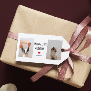 Mijn hond is mijn Valentijn Twee foto's van hond Cadeaulabel