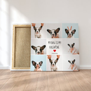 Mijn hond is mijn Valentijn   Twee foto's van hond Canvas Afdruk