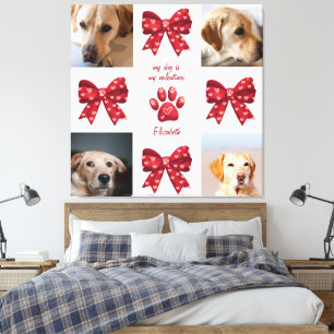 Mijn hond is mijn Valentijnse boog 4 foto's Canvas Afdruk