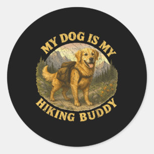 Mijn hond is mijn wandelmaatje, leuke camping Wand Ronde Sticker